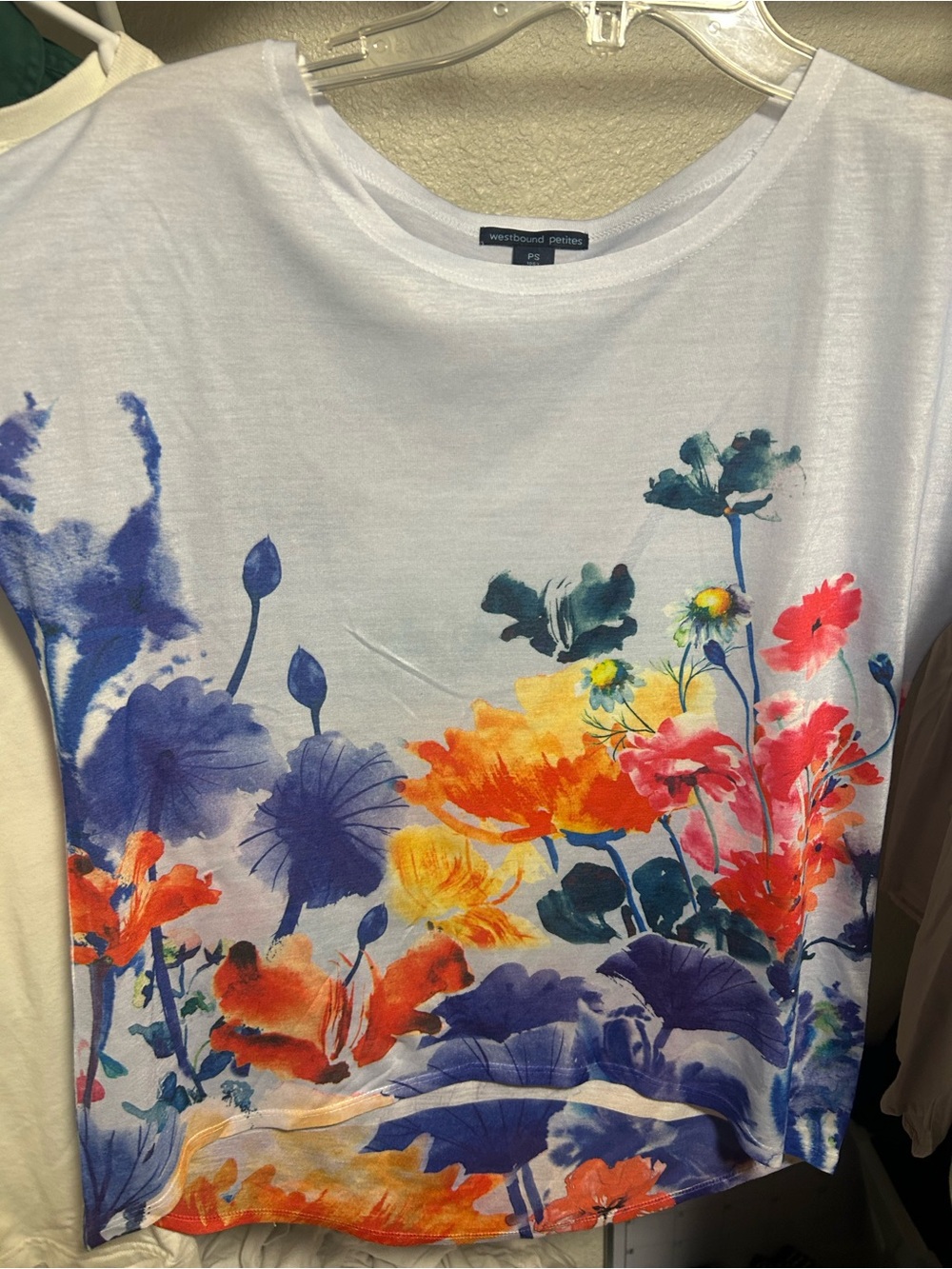 Westbound White Tee with Blue Floral Accent